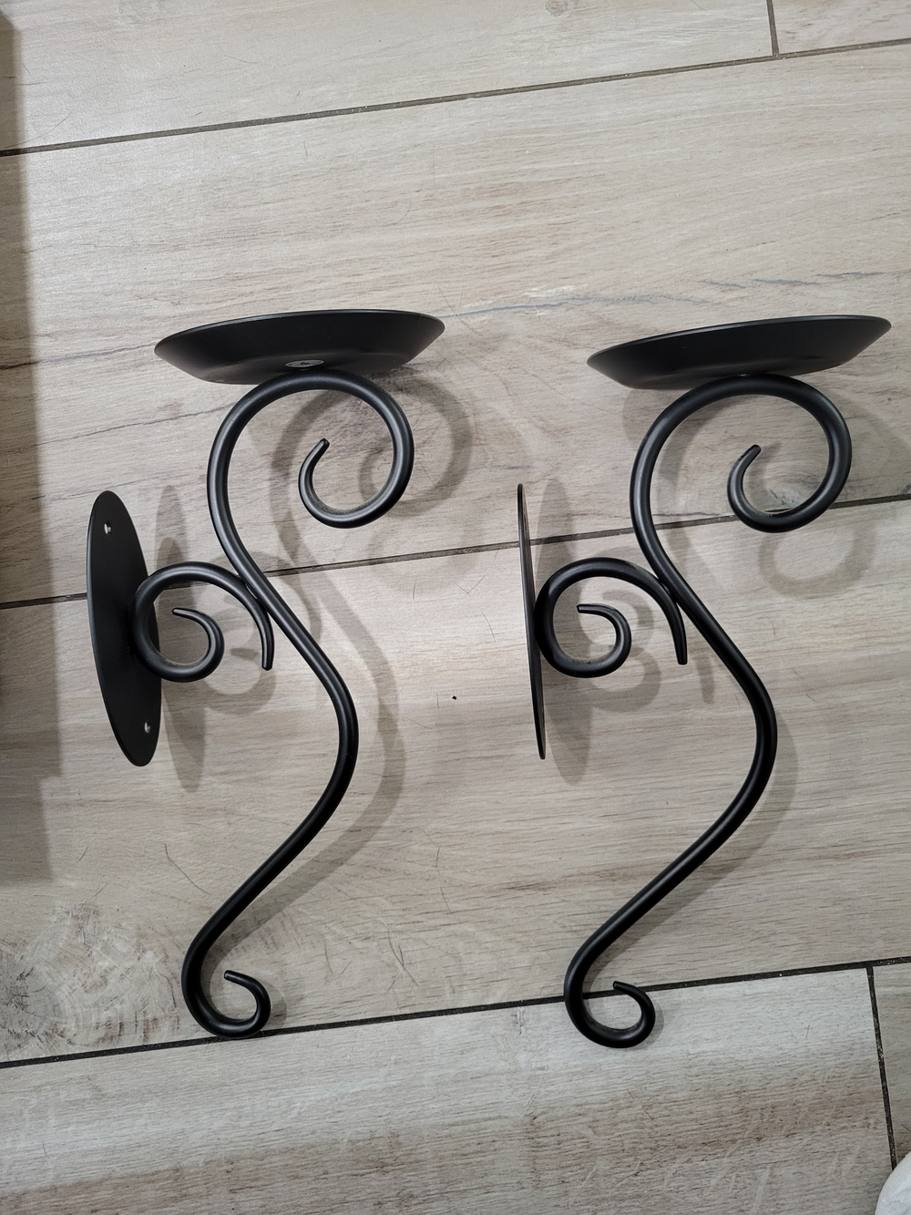 PartyLite Black Scroll Wall Candle Holders - Pair